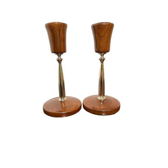 Vintage Oregon Myrtlewood Candlestick Holders - Picture 1 of 4